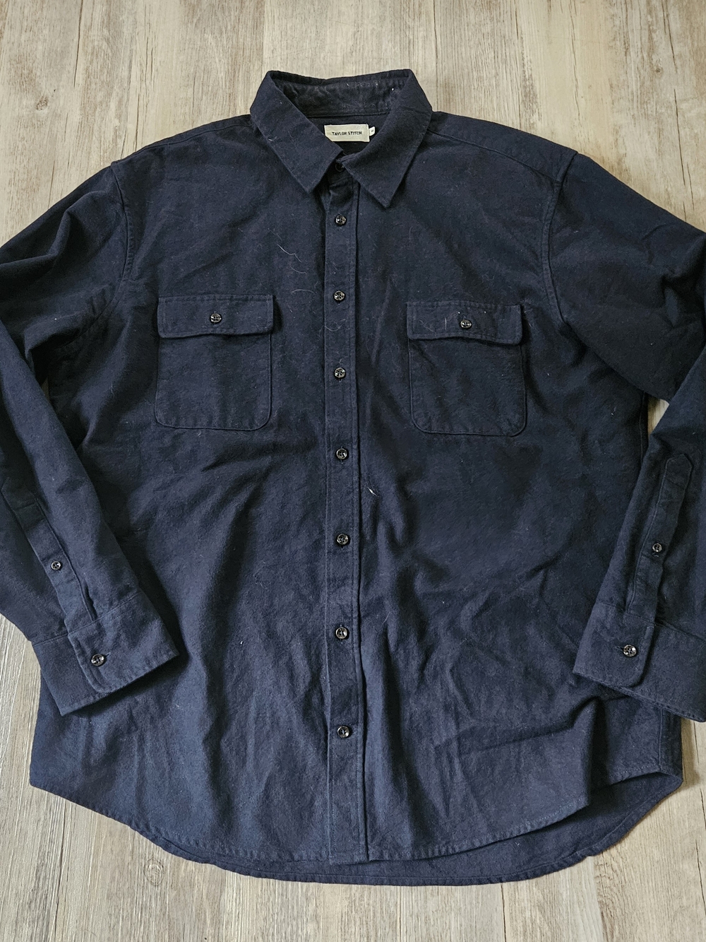 Taylor Stitch Men's The Yosemite Navy Long-Sleeve Button Flannel Shirt 46 XXL